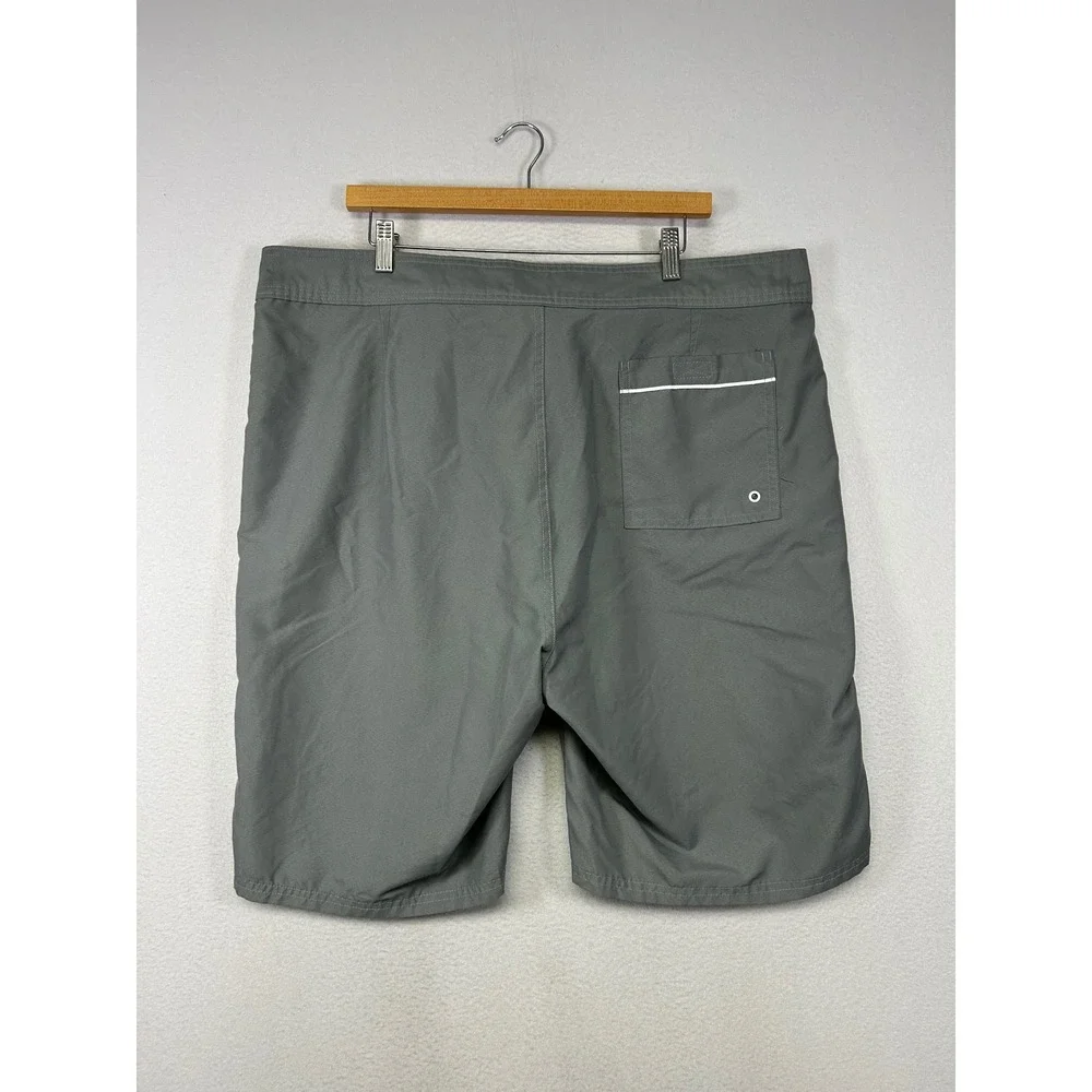 Surf Beach Old Navy Mens 40 Gray Board Shorts‎ White Piping Swim Trunks 6897